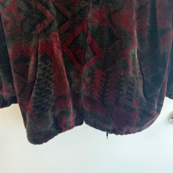 Forecaster Sport Women's Red Black Hooded Full ZipJacket Small Aztec Print Soft - Picture 3 of 10